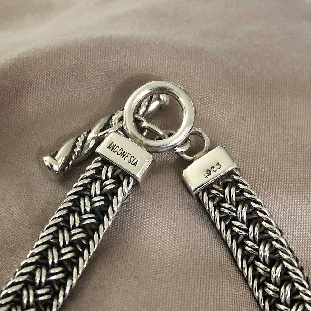 Lois Hill Sterling Silver Thai Weave Id Bracelet W Cut Out Design Toggle Clasp View 4